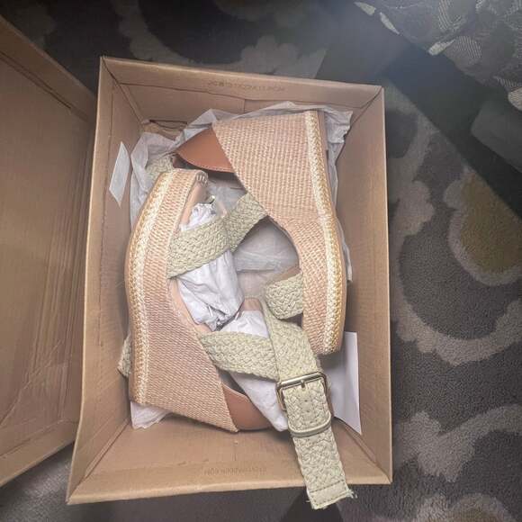 Steve Madden Cali Cream Braided Crochet Espadrille Wedge Sandals - Picture 9 of 9